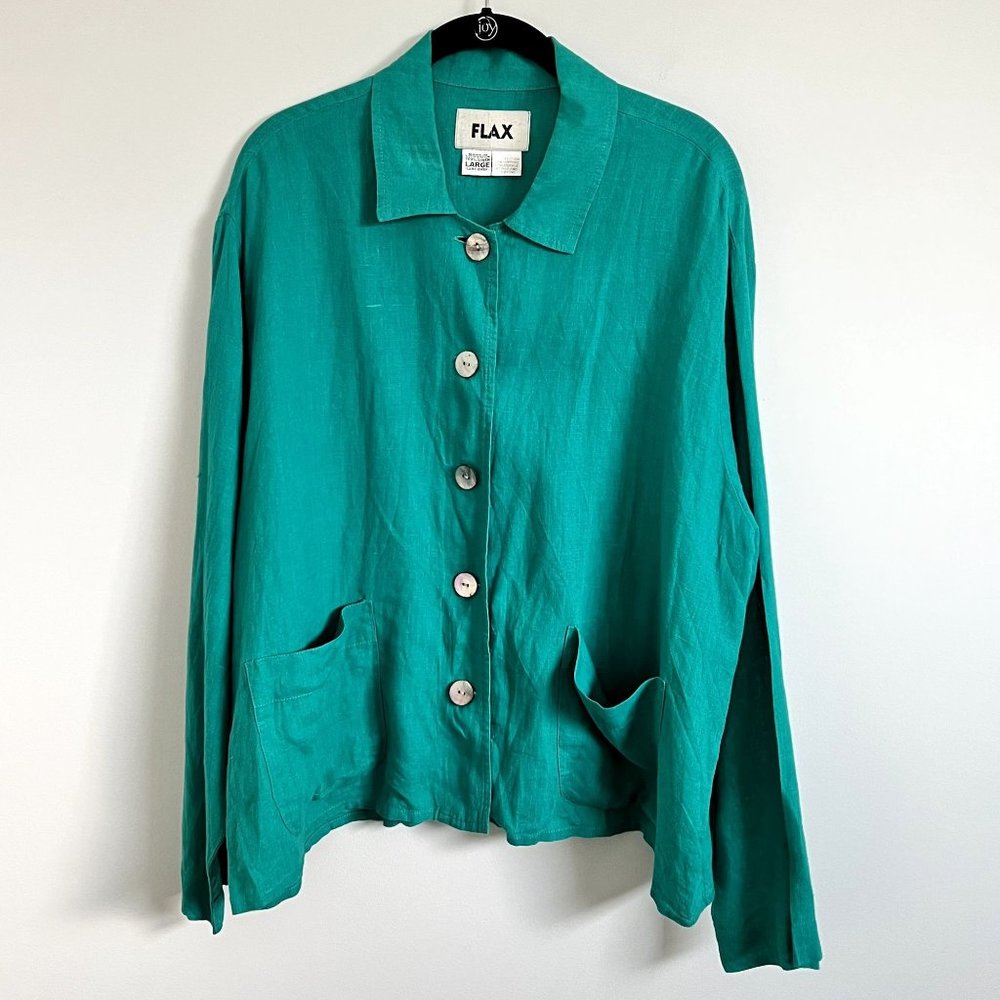 Flax Linen Button Down Mother of Pearl Buttons Lagenlook